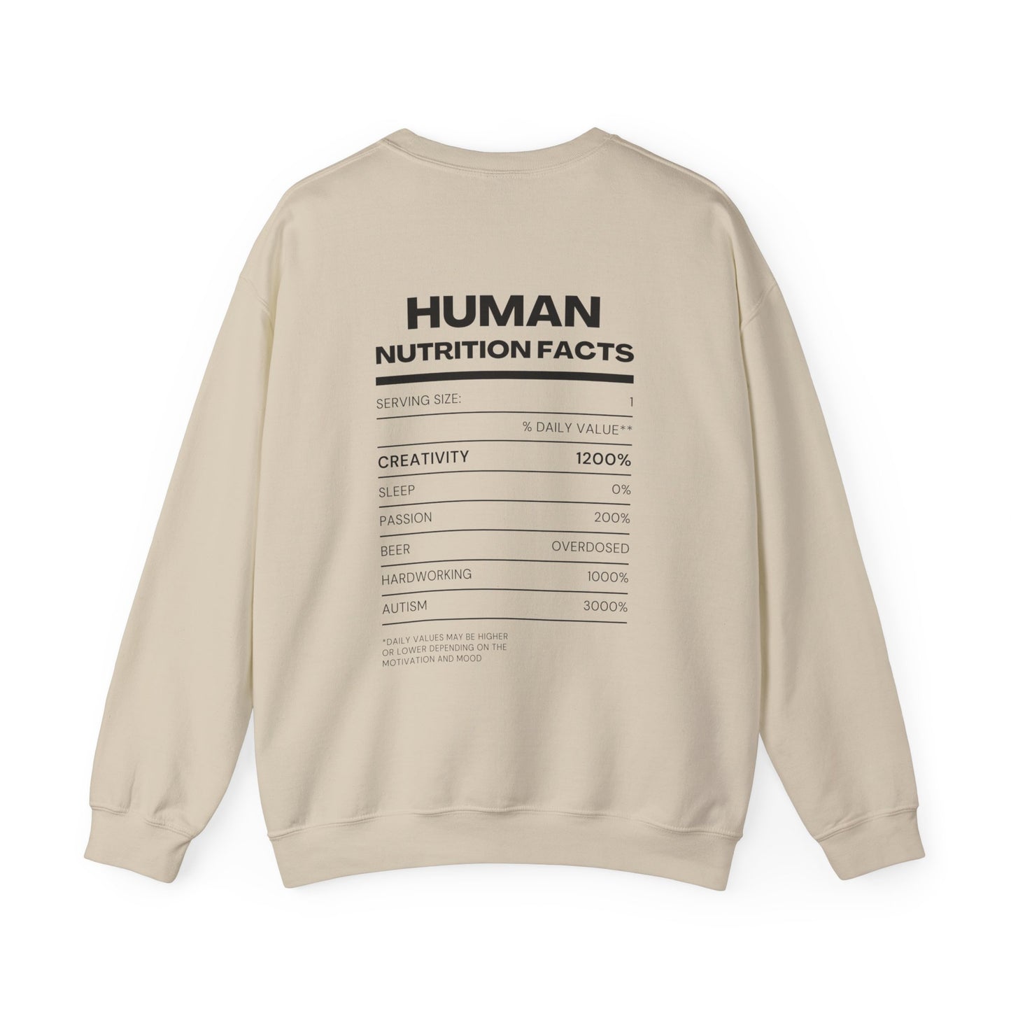 Nutrition Facts HUMAN Crewneck Sweatshirt