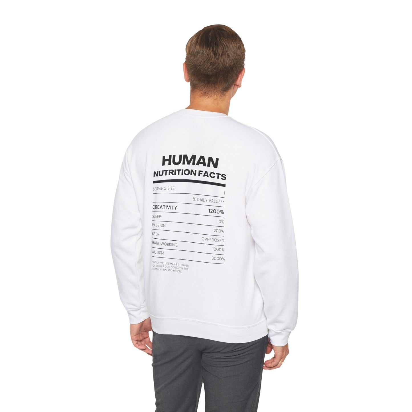 Nutrition Facts HUMAN Crewneck Sweatshirt