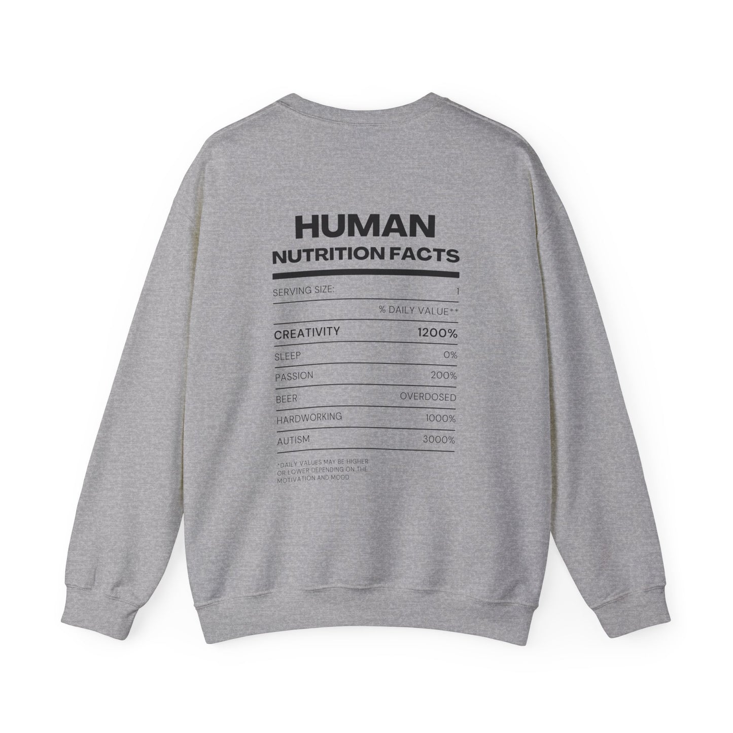 Nutrition Facts HUMAN Crewneck Sweatshirt