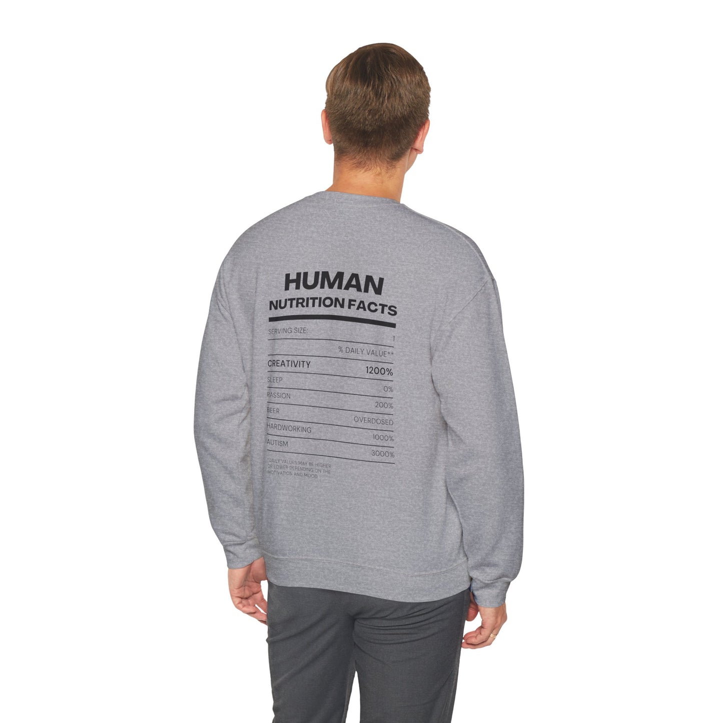 Nutrition Facts HUMAN Crewneck Sweatshirt