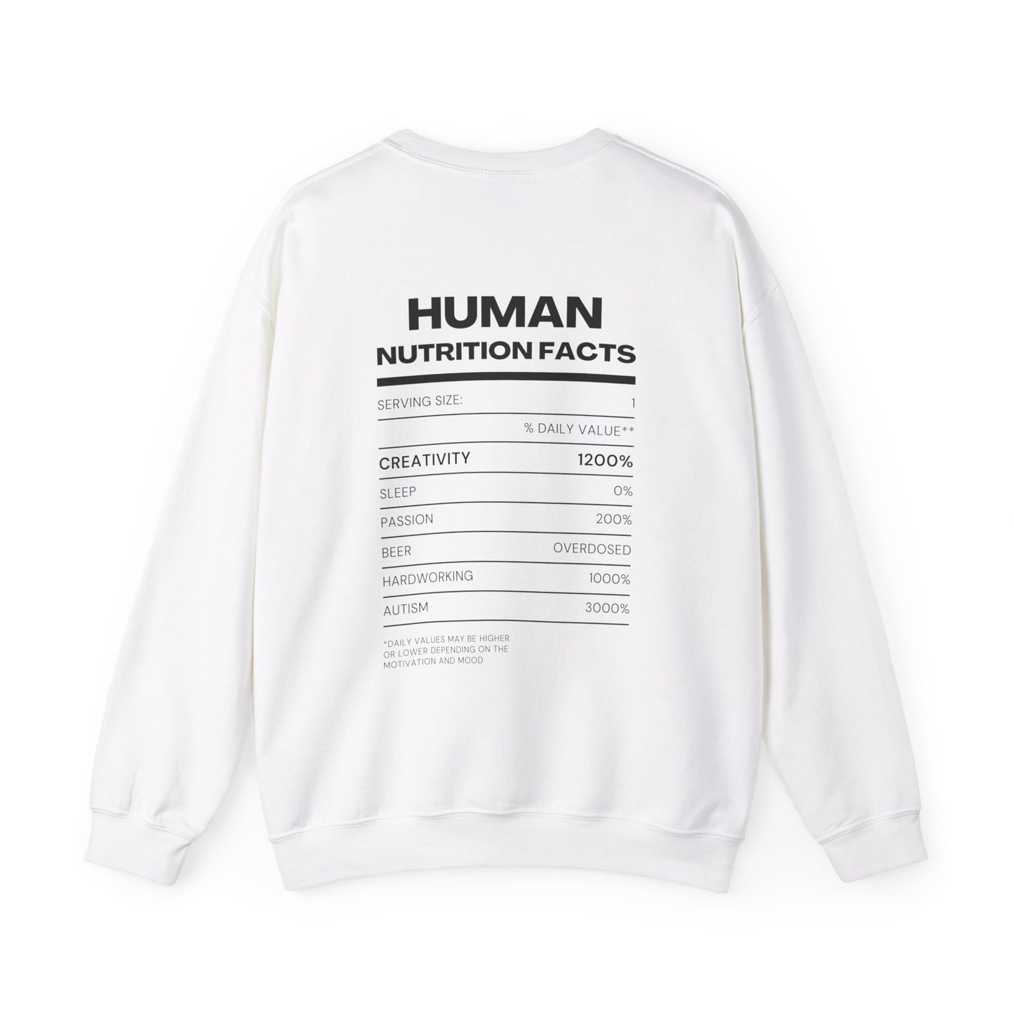 Nutrition Facts HUMAN Crewneck Sweatshirt